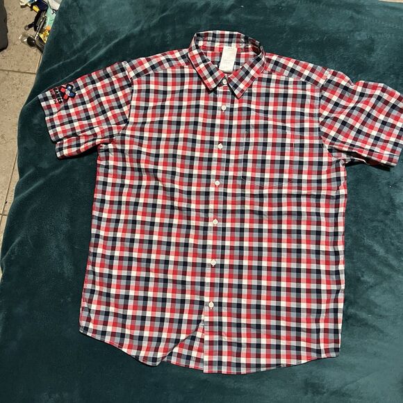 Patagonia Men's: LG, Short Sleeve Button Down Plaid Shirt Rare Austin X-Games - Picture 1 of 4